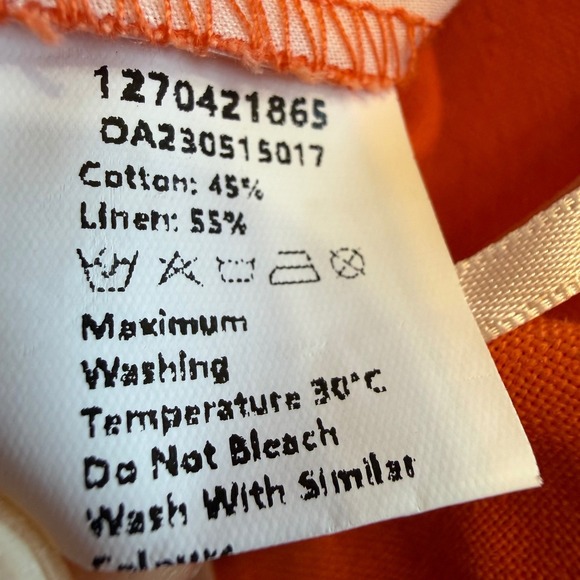 Commense Orange Linen Cotton Blend High Rise Wide Leg Dress Pants Women 28"waist - Picture 7 of 13
